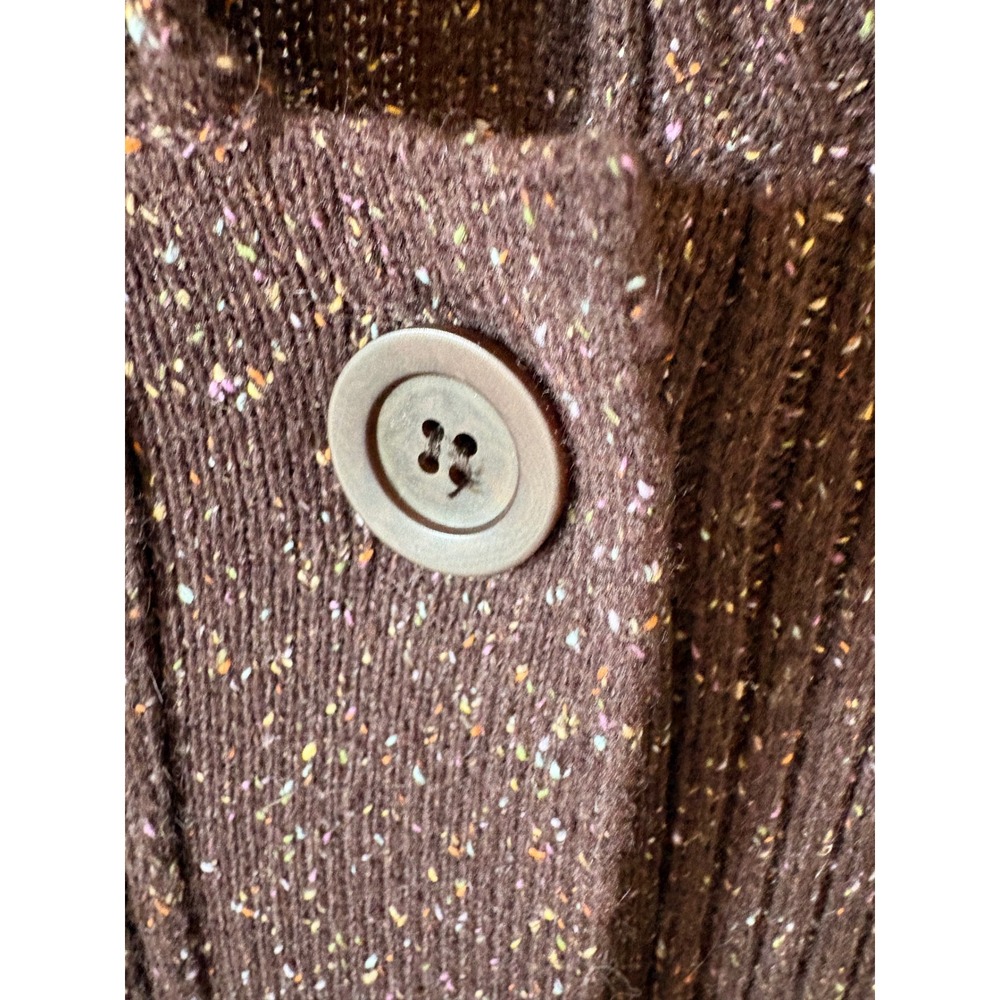 Eileen Fisher Brown Donegal Tweed Ribbed Knit Button Front Cardigan Sweater L - Picture 5 of 6